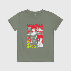 Футболка хлопковая детская Человек-бензопила - Makima, цвет: авокадо
