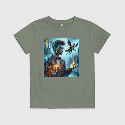 Футболка хлопковая детская Harry Potter wizard - cyberpunk, цвет: авокадо