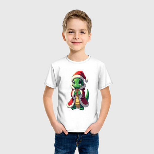 Детская футболка Новогодний змеёныш / Белый – фото 3