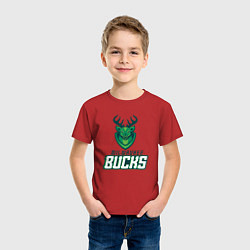 Футболка хлопковая детская Milwaukee Bucks NBA, цвет: красный — фото 2