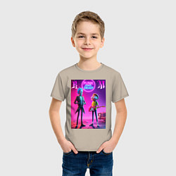 Футболка хлопковая детская Rick and Morty - neon fantasy, цвет: миндальный — фото 2