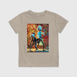Футболка хлопковая детская Punk rock - Rick and Morty, цвет: миндальный