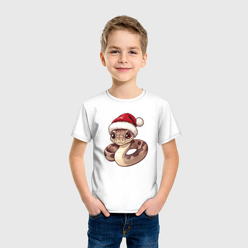 Детская футболка Змея новогодняя 2025 / Белый – фото 3