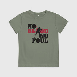 Футболка хлопковая детская Хоккей - нет крови нет фола, цвет: авокадо