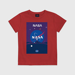 Футболка хлопковая детская NASA фиолетовый плакат, цвет: красный