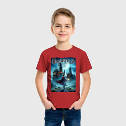 Футболка хлопковая детская Harry Potter with a magic wand - Hogwarts, цвет: красный — фото 2