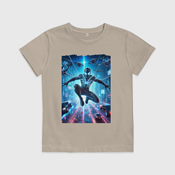 Футболка хлопковая детская Spider man - cyberpunk fantasy, цвет: миндальный