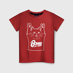 Футболка хлопковая детская David Bowie - cat rock, цвет: красный