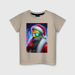 Футболка хлопковая детская Simpson Claus - cyberpunk, цвет: миндальный