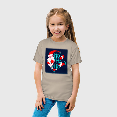 Детская футболка Санта Клаус спешит поздравить / Миндальный – фото 4