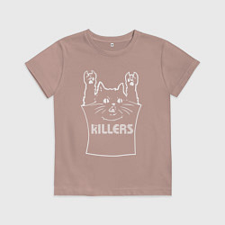 Футболка хлопковая детская The Killers - cat rock, цвет: пыльно-розовый
