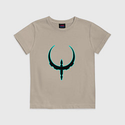 Футболка хлопковая детская Чёрно-голубой знак quake, цвет: миндальный