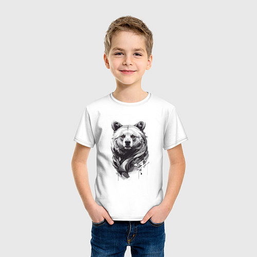 Детская футболка Серьёзный мишка / Белый – фото 3