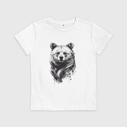 Футболка хлопковая детская Серьёзный мишка, цвет: белый