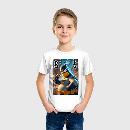 Детская футболка Batsimpson - ai art fantasy / Белый – фото 3