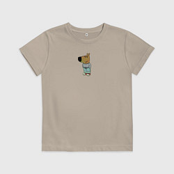 Футболка хлопковая детская Просто чилловый парень мем, цвет: миндальный