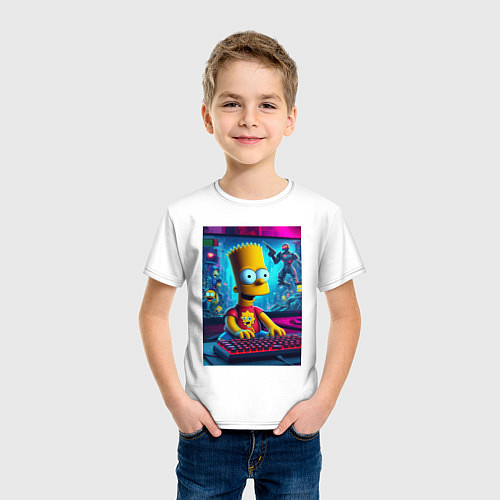 Детская футболка Барт Симпсон увлёкся игрой / Белый – фото 3