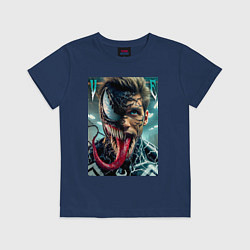 Футболка хлопковая детская Venom and Eddie - ai art fantasy, цвет: тёмно-синий