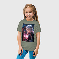 Футболка хлопковая детская Прекрасная девушка-эльф-маг, цвет: авокадо — фото 2