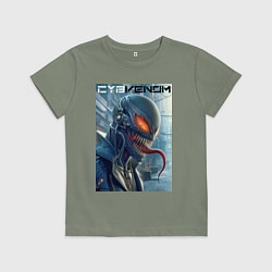 Футболка хлопковая детская Перерождение ядовитой слизи в киберпанк - Веном, цвет: авокадо