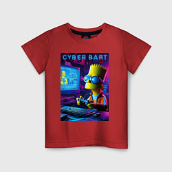 Футболка хлопковая детская Cyber Bart is an avid gamer, цвет: красный