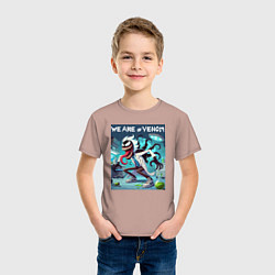 Футболка хлопковая детская Rick and Venom - ai art fantasy, цвет: пыльно-розовый — фото 2
