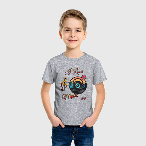 Детская футболка Я люблю музыку / Меланж – фото 3