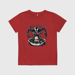 Футболка хлопковая детская Morty and Venom slime - ai art fantasy, цвет: красный