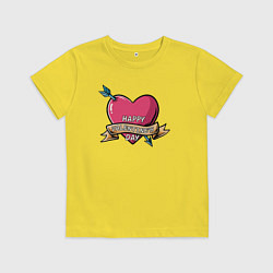Футболка хлопковая детская Счастливого дня Валентина, цвет: желтый
