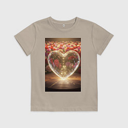 Детская футболка Кристальное сердце на фоне роз