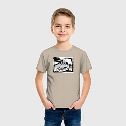 Футболка хлопковая детская Туры на природе, цвет: миндальный — фото 2