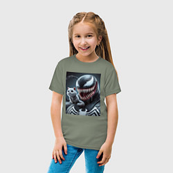 Футболка хлопковая детская Venom and funny kitten - ai art fantasy, цвет: авокадо — фото 2