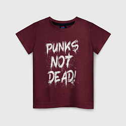 Футболка хлопковая детская Punk not dead, цвет: меланж-бордовый