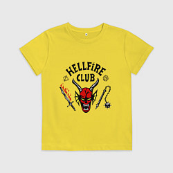 Футболка хлопковая детская Stranger things - hellfire club, цвет: желтый