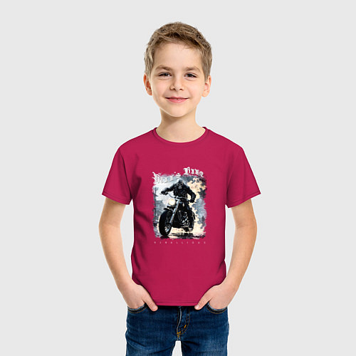 Детская футболка Hells biker / Маджента – фото 3