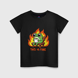 Футболка хлопковая детская Frog - this is fine, цвет: черный