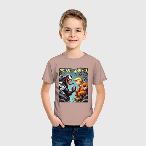 Детская футболка Donald Trump and Venom - ai art fantasy / Пыльно-розовый – фото 3