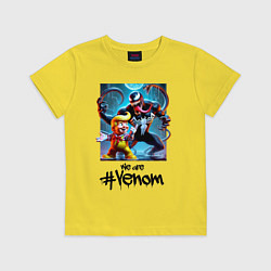 Футболка хлопковая детская Donald Trump and Venom - meme, цвет: желтый