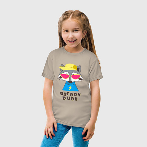 Детская футболка Чува енот / Миндальный – фото 4
