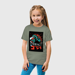 Футболка хлопковая детская Годзилла поп-арт, цвет: авокадо — фото 2