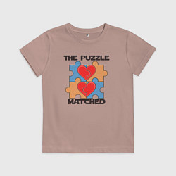 Футболка хлопковая детская Пазл любви сложился, цвет: пыльно-розовый