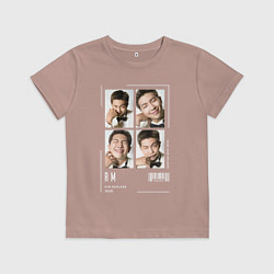 Футболка хлопковая детская Namjoon bts 4cut, цвет: пыльно-розовый