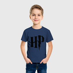 Футболка хлопковая детская Гарри Поттер - логотип, цвет: тёмно-синий — фото 2