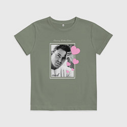 Футболка хлопковая детская Ченнинг Тейтум краш с сердечками, цвет: авокадо