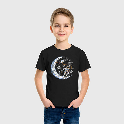 Детская футболка Космический воздушный змей / Черный – фото 3