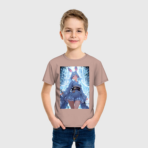 Детская футболка Зайка в гармонии с природой / Пыльно-розовый – фото 3