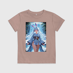 Футболка хлопковая детская Зайка в гармонии с природой, цвет: пыльно-розовый