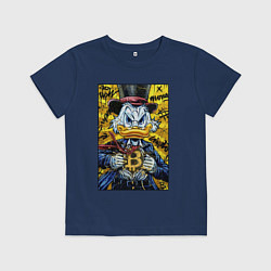 Футболка хлопковая детская Утиные истории - Скрудж биткоин, цвет: тёмно-синий
