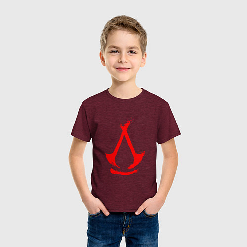 Детская футболка Assassins creed - shadows logotype / Меланж-бордовый – фото 3