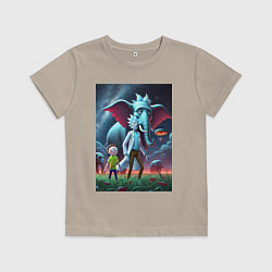 Футболка хлопковая детская Слон похожий на Рика Санчеса - прикол, цвет: миндальный